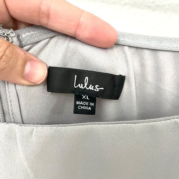 Lulu's Gray Off-the-Shoulder Maxi Dress 68303 Size XL - Picture 9 of 9